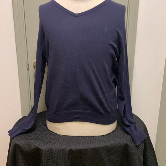 Polo Ralph Lauren Pima Cotton Navy Size Large  Mens Lightweight V Neck EUC - Picture 8 of 10